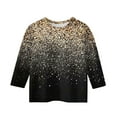 thumbnail image 3 of Xyxonk 3/4 Sleeve Shirts for Girls Size 10-12 Floral Printed Girls Tops Tween Girls Clothes Fall Kids CrewNeck Knit Cute T-shirts Trendy Fall Outfits Gold 150, 3 of 4