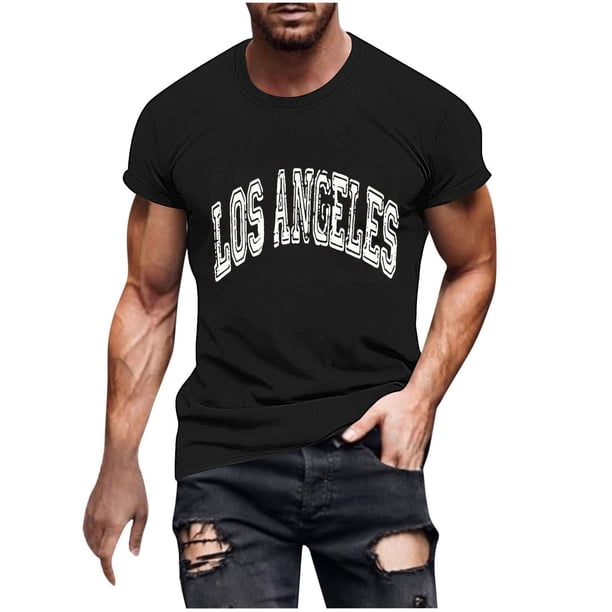 Camisetas de Manga Larga para Hombres Blusa de Cuello Redondo de Impresión Deportiva, Camiseta de Manga Corta de Moda para la Primavera Y Diaria