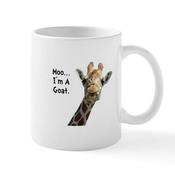 CafePress - Moo Giraffe Goat Mug - 11 oz Ceramic Mug - Novelty Coffee Tea Cup