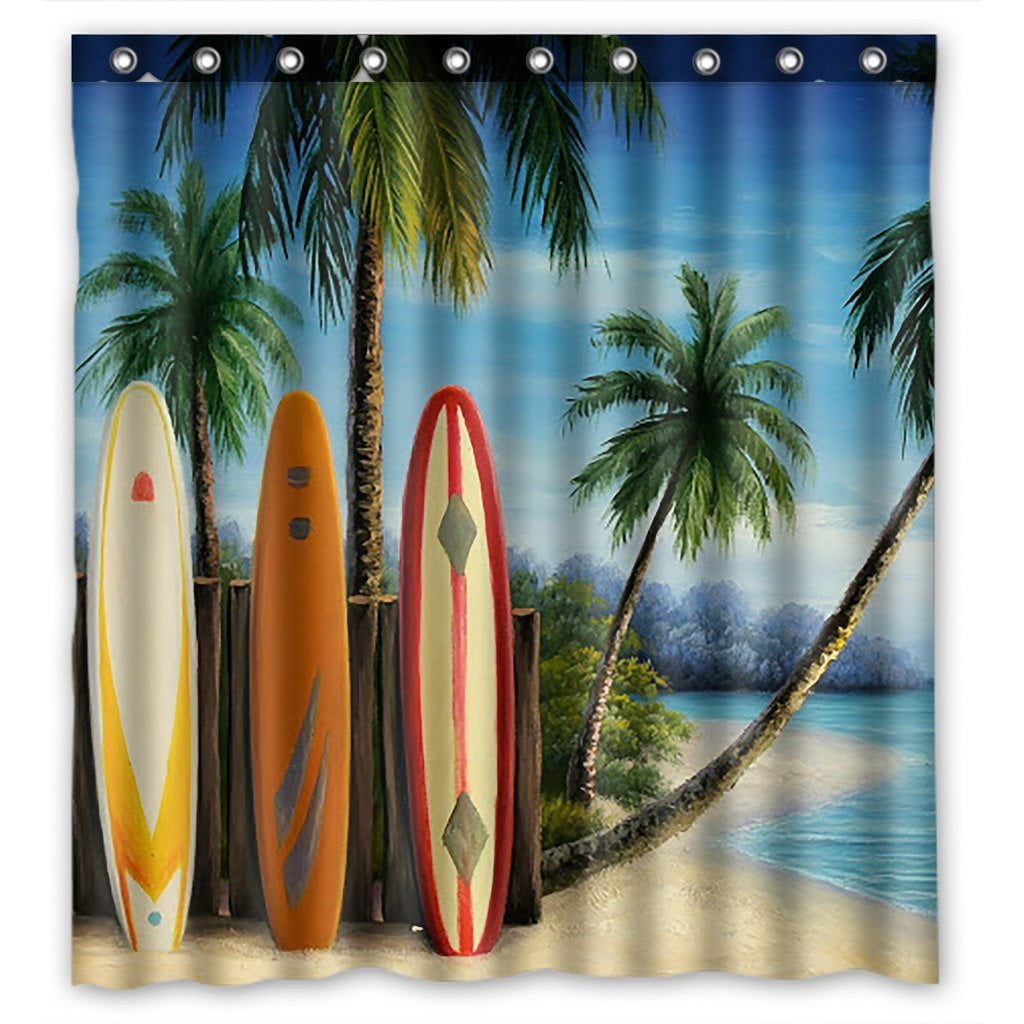 GCKG Amazing Surfboards Bathroom Shower Curtain, Shower Rings Included
