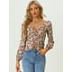 thumbnail image 2 of Blusa con estampado floral de manga larga con cuello halter entrecruzado para mujer Rosa M, 2 of 5