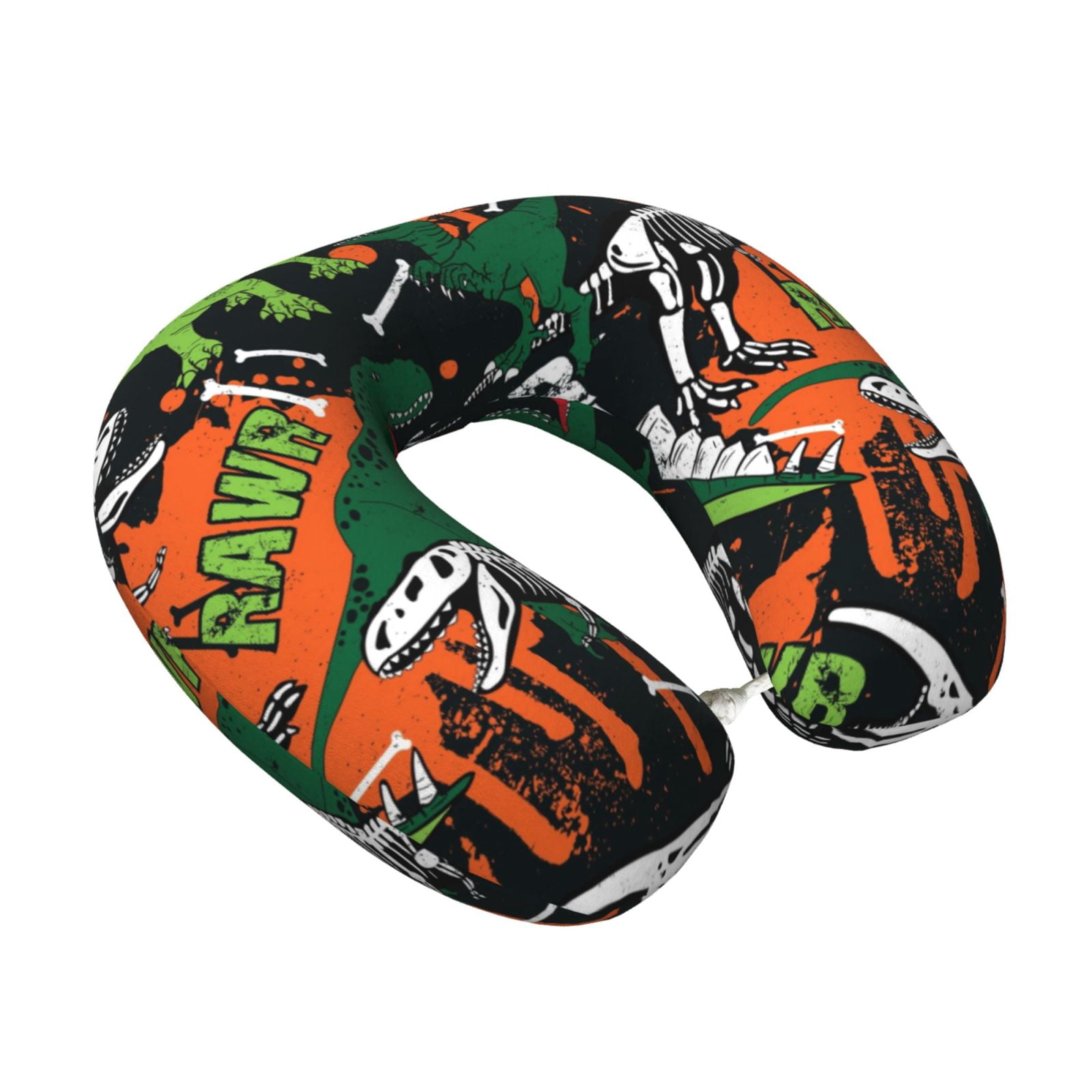 Xecao Dinosaur Skeleton Print Memory Foam Cervical Neck Pillow Versatile U-Shaped Pillows for Home,Office,Camping,Travelling,Soft Washable Cover