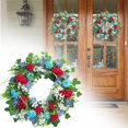 thumbnail image 2 of ZLBDYG Patriotic Holiday Wreath for Front Door - 15.7Inch Red White Blue Artificial Floral Decor | Rustic Memorial Day, 4th of July, Veterans Day Centerpiece | Indoor/Outdoor Porch & Wall Hanging, 2 of 7
