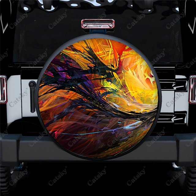 Abstract Digital Design Polyester Universal Spare Wheel Tire Cover Custom Tire-Covers for Trailer RV SUV Truck Camper