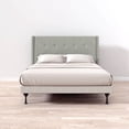 thumbnail image 6 of MCM Nailhead-Trim Button Tufted MCM Wingback Upholstered Headboard, Stone, Full/Queen, 6 of 7