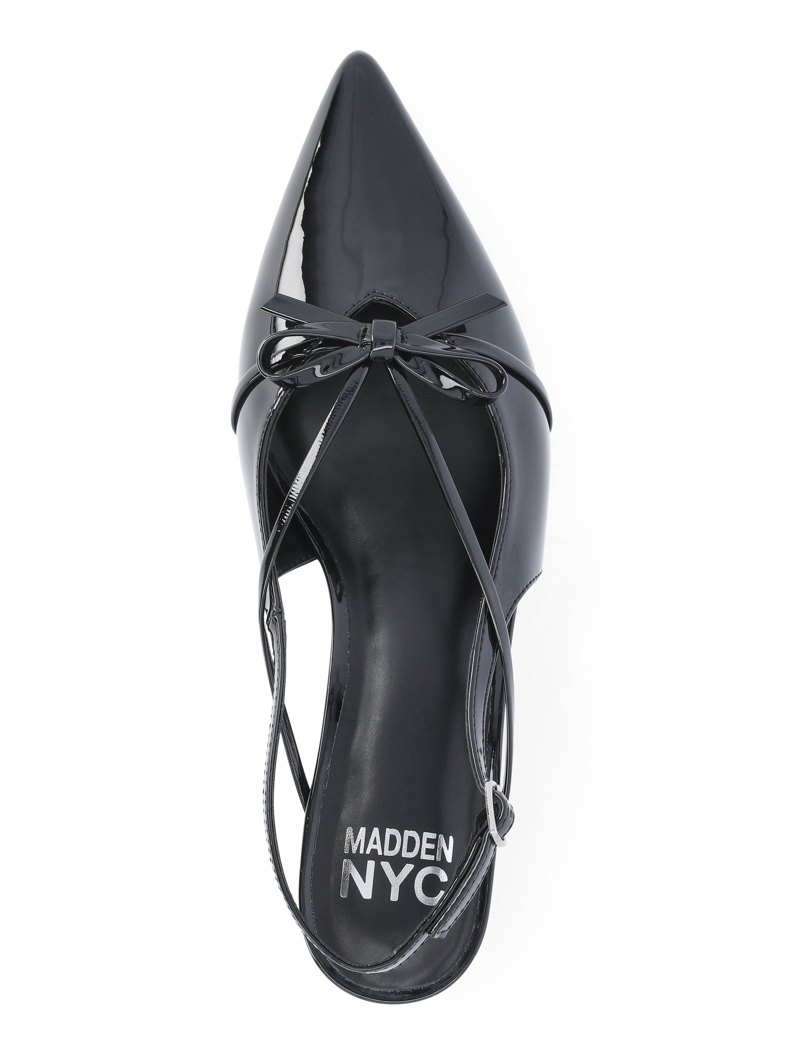 Madden NYC Women's Shiny Faux Leather Slingback Heels with Bow