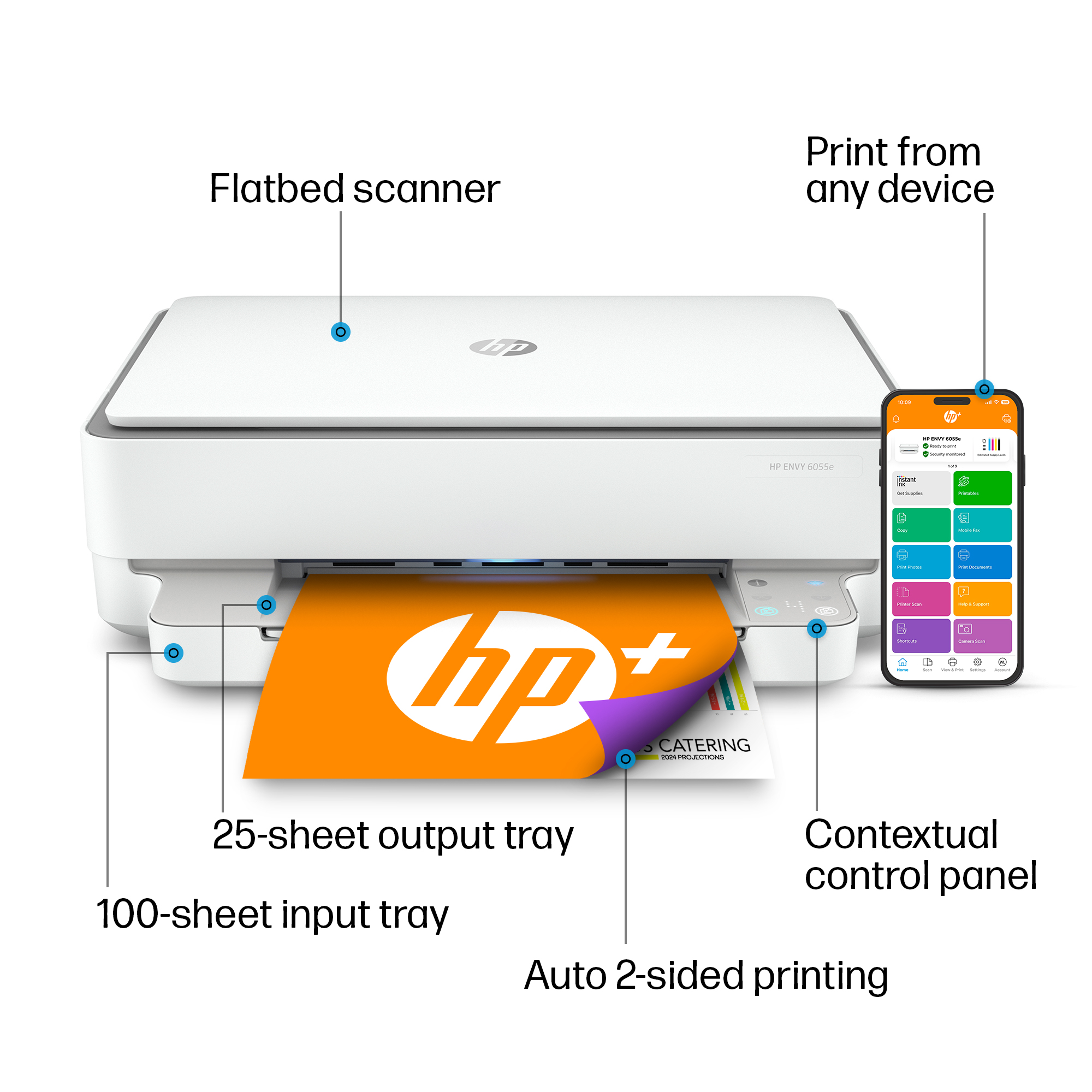 HP ENVY 6055e All-in-One Wireless Color Inkjet Printer -  3 Months Free Instant Ink with HP+ - image 9 of 19