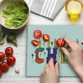 thumbnail image 3 of Chloe Cutting Board, Lettering with Cheerful Bitten Cake Candles Girly Birthday Party Design First Name, Decorative Tempered Glass Cutting and Serving Board, Large Size, Multicolor, by Ambesonne, 3 of 5