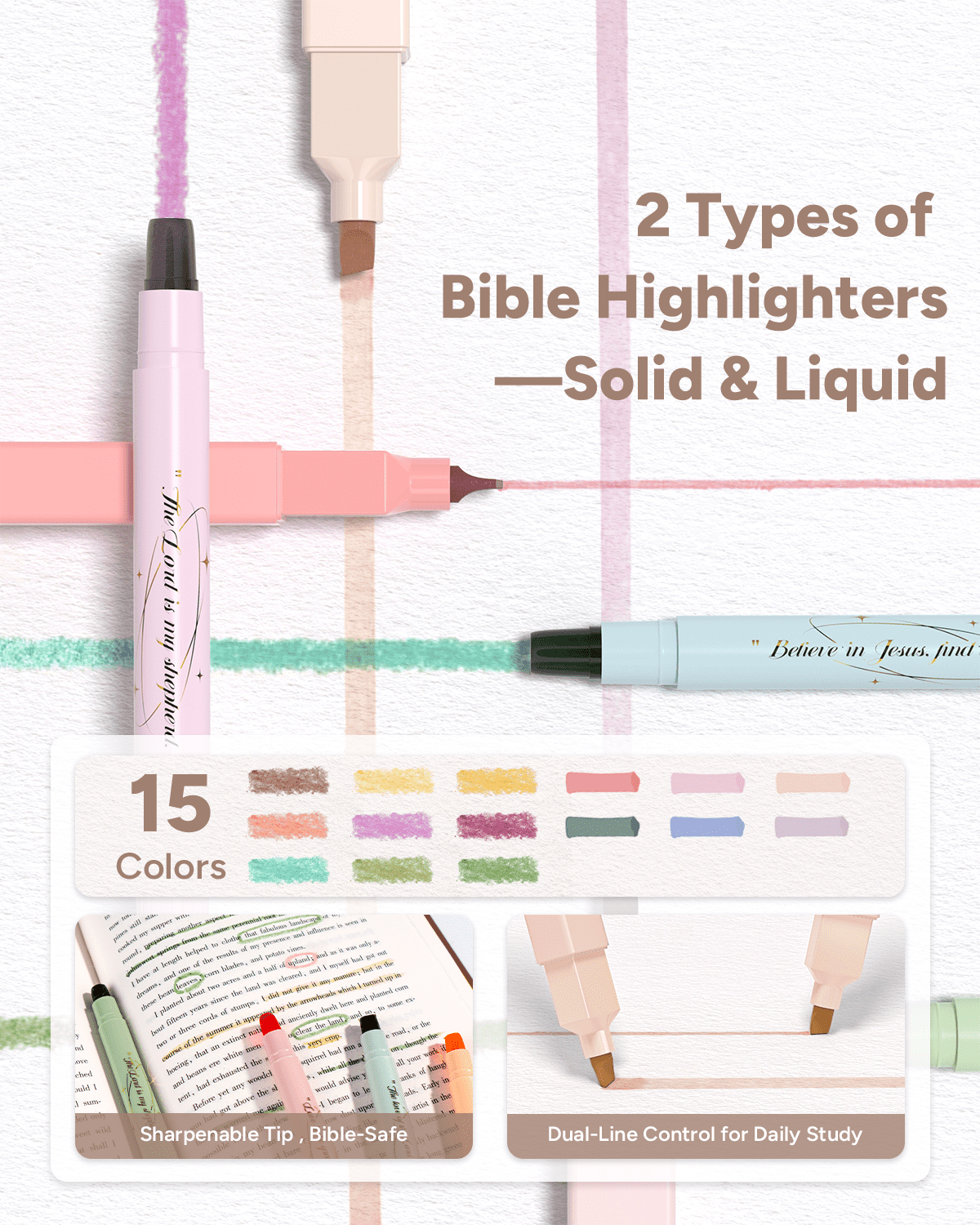 WEMATE 76 PCS Bible Study Supplies with Bible Case, 15 No-Bleed Highlighters, Ballpoint Pens, Washi Tapes, Sticky Notes, Prayer Cards, Annotation Kit for Women College Essentials Christian Gifts