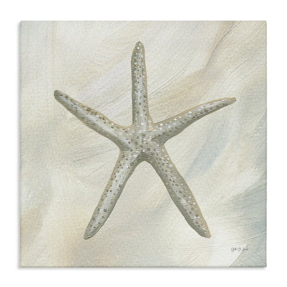 Stupell Industries Minimal Beige Starfish Coastal Painting Gallery Wrapped Canvas Art Print Wall Art, 17 x 17
