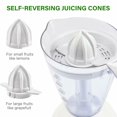 thumbnail image 6 of OVENTE Electric Citrus Juicer Extractor 34 Ounce Pitcher with Manual Pulp Control Cone and Strainer, 25 Watt Power Easy Clean Squeezer for Fresh Lemonade Orange Grapefruit Lime Juice, White JE1034W, 6 of 7