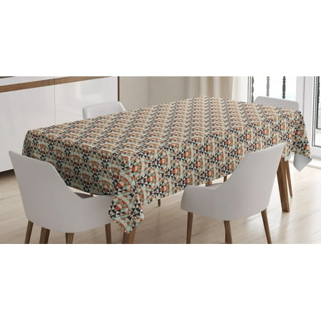 

Retro Tablecloth Old Fashioned Style Abstract Pattern with Mosaic of Triangles Geometrical Illusion Rectangular Table Cover for Dining Room Kitchen 52 X 70 Inches Multicolor by Ambesonne