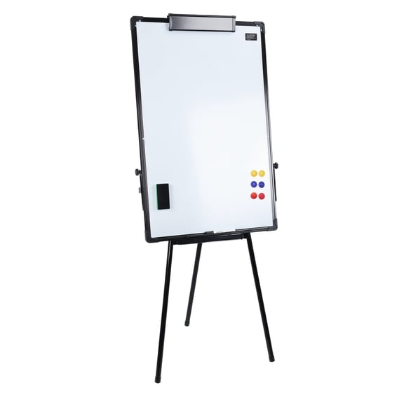 Lanzxjv Tripod Writing Board with Paper Clamp And Pen Storage Rack, Single-sided Foldable Magnetic Whiteboard, Smooth Writing Surface Adjustable Height Whiteboard with Non-slip Rubber Feet