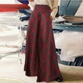 thumbnail image 2 of oqasdz High Waist Casual Flowy Plaid Maxi Skirt with Side Slit A Line Boho Long Skirts for Women Versatile Casual Formal Wedding Everyday Wear, 2 of 5