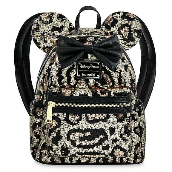 Disney Parks Minnie Mouse Sequined Animal Print Loungefly Mini Backpack