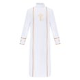 thumbnail image 4 of BELTNOV Men's White Priest Robe Halloween Costume Gold Cross Embroidered Clergy Cosplay Outfit Long Sleeve Church Minister Fancy Dress for Party White, 4 of 9