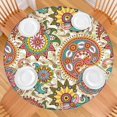 thumbnail image 2 of Decorative Tablecloth with Lively Boho Motif, Elastic Hem for 56 Inch Diameter Tables, Tear Resistant Material, 2 of 7