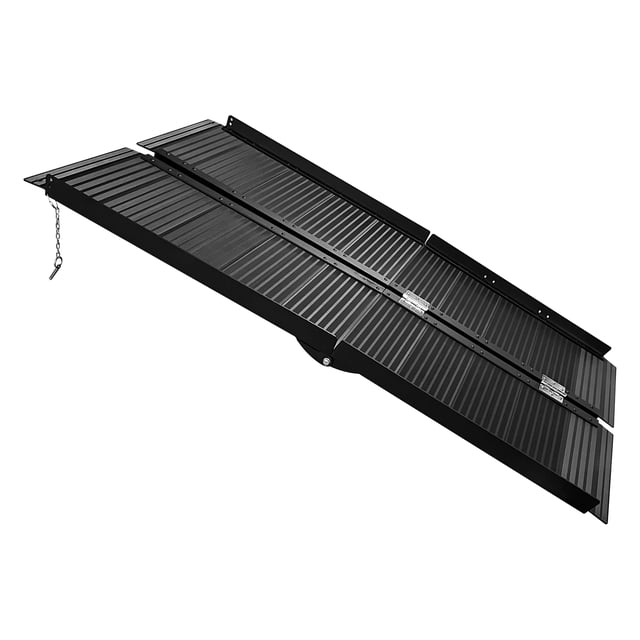 4FT Portable Wheelchair Ramp, Non-Slip Aluminum Handicap Ramp for Wheelchairs, Home Steps, Threshold, Doorways, Stairs, Weight Capacity Up to 800Lb, Folding Design, Black