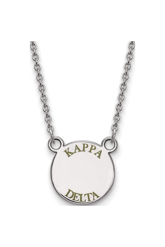 Sterling Silver Rh-Plated Logoart Kappa Delta Sm Enl Pend With Necklace (18 X 12) Made In United States ss014kd-18
