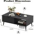 thumbnail image 2 of Senfot 2-Tier Wooden Coffee Table with Sliding Door, Coffee Table with Storage, Solid Wood Legs, Large Rectangle Modern Cocktail Table for Living Room, Mid Century for Home & Office, Black, 2 of 8