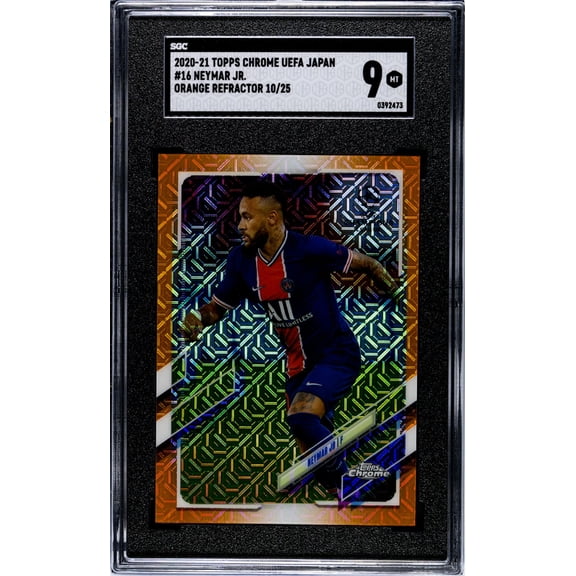 Graded 2020 Topps Chrome UEFA Japan Neymar Jr #16 Orange Refractor 25 SGC 9