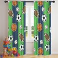 thumbnail image 5 of Blackout Kids Curtains,Green Striped Sports Balls Pattern Childrens Insulated Curtains Set Of 2,Bedroom Essentials,Toddler Room Decor 42"x84", 5 of 5