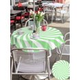 thumbnail image 5 of Outdoor Tablecloth with Umbrella Hole for Patio/Picnic/Party/Camping, Green White Waterproof Table Cloth Round Cover Washable, Farmhouse Striped Spiral Vortex Abstract (Dia 54"), 5 of 9