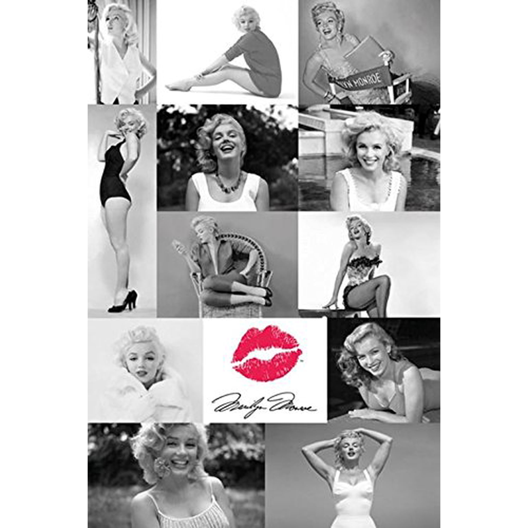 Marilyn Monroe Poster Black And White With Red Lips