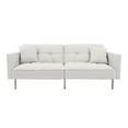 thumbnail image 5 of Linen Upholstered Modern Convertible Futon Couch with 2 Pillows, 3 Adjustable Positions Futon Sofa, Folding Sofa Bed with Metal Legs for Living Space, Apartment and Dorm, White, 5 of 9