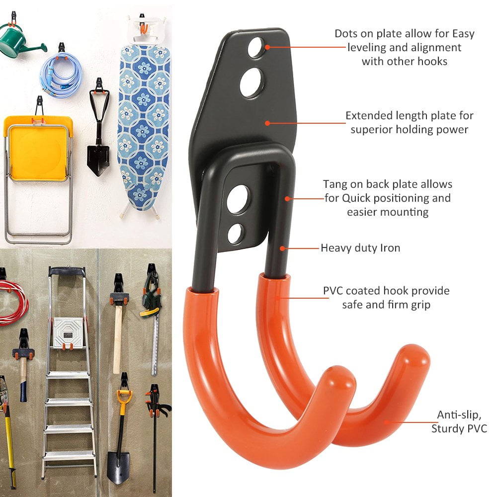 Reehi 10pcs Crochet De Rangement De Garage Pour Accrocher Les échelles /vélos/outils De Jardin