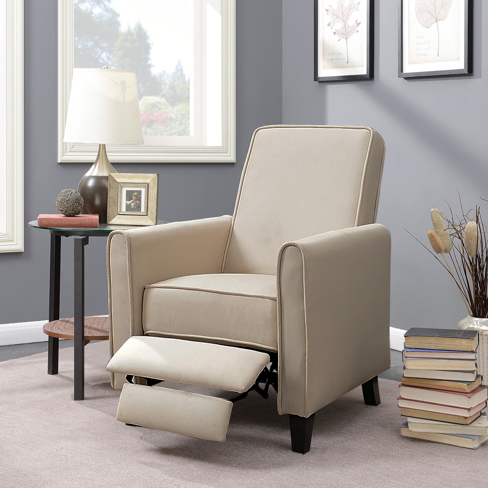 Belleze Modern Living Room Furniture, Leather Recliner Club Chair