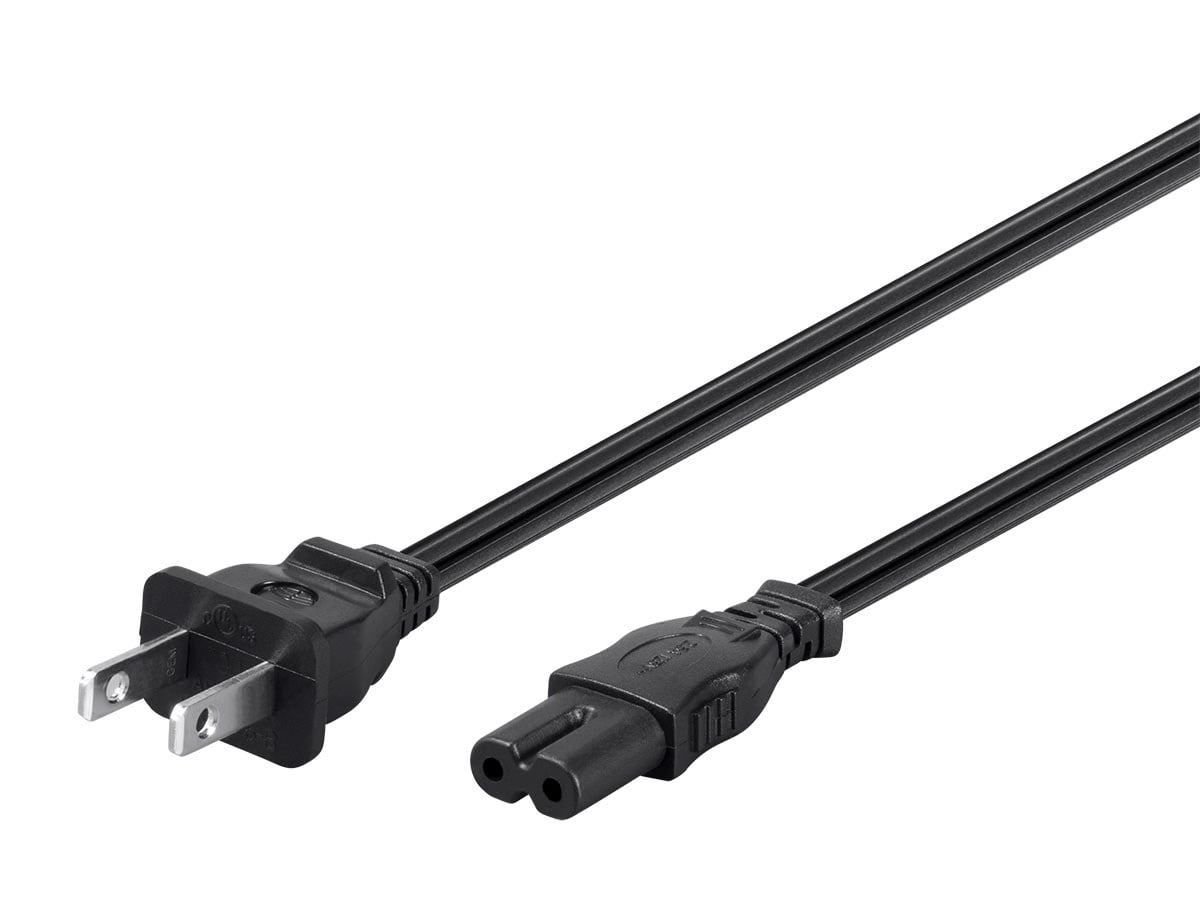 Kentek 1Ft 2 Pin AC Power Cord NEMA1-15P//IEC320 C7 18AWG 10A Non-Polarized Fig.8
