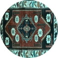thumbnail image 1 of Ahgly Company Indoor Round Persian Light Blue Traditional Area Rugs, 4' Round, 1 of 4