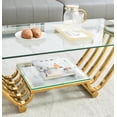 thumbnail image 4 of 47" Modern Rectangle Coffee Table, Double-Layer Clear Tempered Glass Table Top with Stainless Steel Frame, Center Table, for Living Room Home Office, Easy Assembly, Gold, 4 of 14
