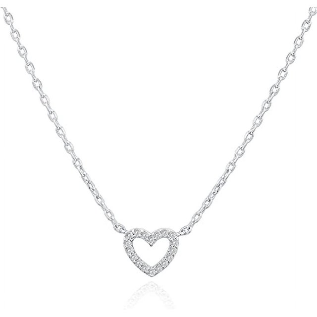 Collar con Colgante delicado chapado en oro de 14 quilates Colgante de Corazón punto halo y mariposa oso de fresa