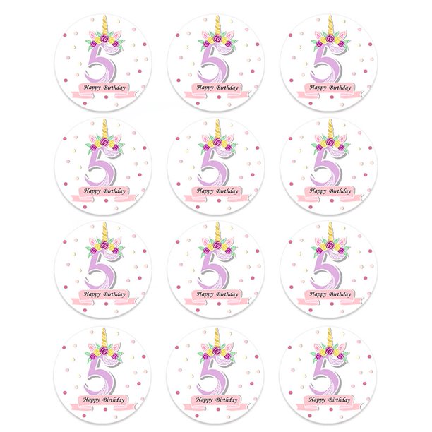 Pegatinas de papel adhesivas de sello redondo para cumpleaños, pegatinas de números de fiesta de unicornio, panadería casera y embalaje de regalo, decoración DIY