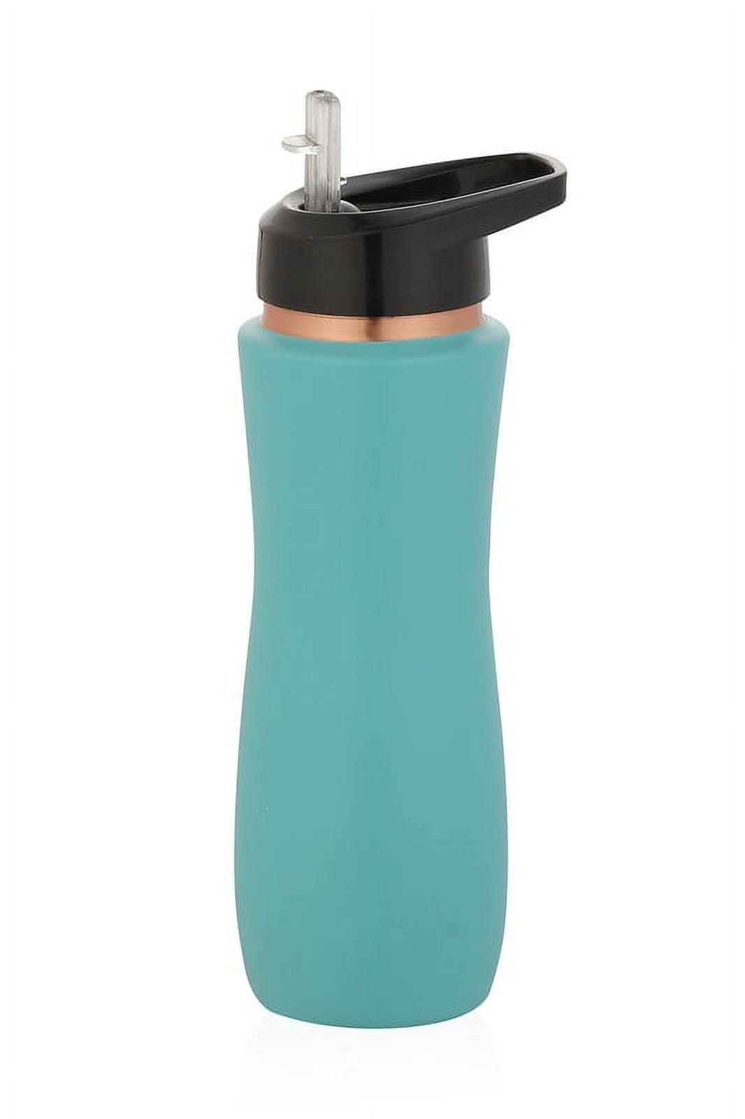 Perilla Home 100% Aqua Blue Pure Copper Bottle With Sipper & Lid 25.37 Oz Ayurvedic Bottle With Leak Proof Contains Health Benefits For Drinking Water For Men Women Gym Yoga Indoor Outdoor Office