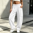 thumbnail image 4 of Women's cargo sweatpants elastic waist Womens Winter Casual Fashion Solid Color Multi Pocket Drawstring Elastic Waist Sweatpants Comfy Sweatpants for Women Gifts for Her, 4 of 7
