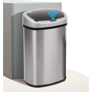 CL.HPAHKL 50 Liter Motion Sensor Trash Can, 13 Gallon Stainless Steel Kitchen Garbage Can with Lid, Automatic Waste Bin for Home Office, Bathroom, Silver