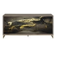 thumbnail image 3 of ACME Payo Wood/Metal Console Cabinet in Black Marble Paint/Oak & Champagne, 3 of 10