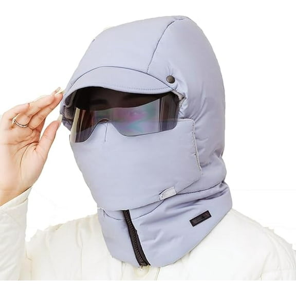 Agriculturi Waterproof Fleece-Lined Hood, Winter Fleece Hoods Ski Mask for Women Men(Blue)