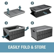 CleverMade Collapsible Storage Bin 62L Stackable With Lid, Stone 3 Pack