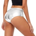 thumbnail image 4 of YONGHS Women's Metallic High Waist Dance Panties Festival Bottoms Nightclub Boyshorts Hot Pants Silver M, 4 of 6