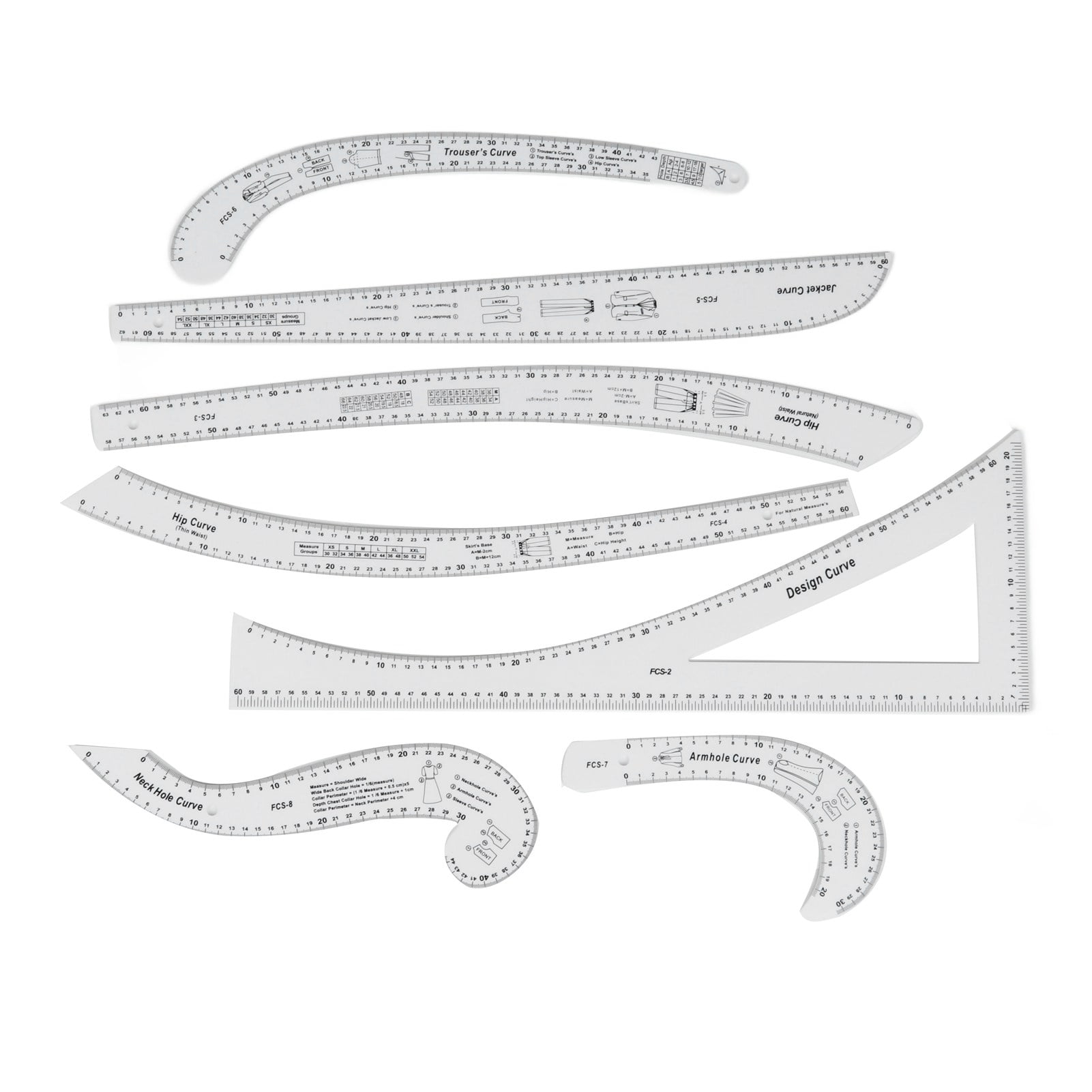 Sewing Pattern Making Tools, Clear Scale Sewing Ruler Tailor Set