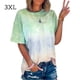 thumbnail image 1 of Camiseta de mujer Cuello redondo Manga corta Top Blusa estampada con efecto tie-dye, Verde, 3XL sidaley AP002435-01, 1 of 6
