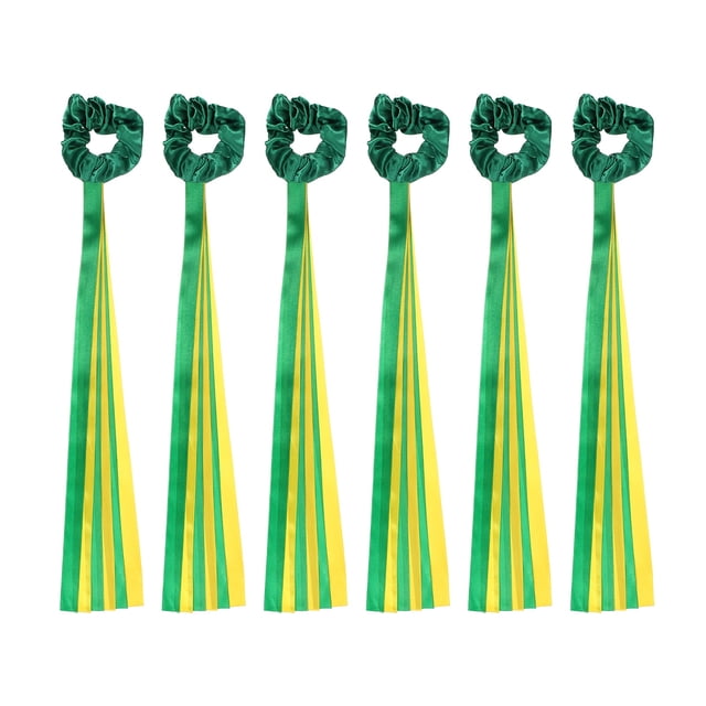 Cintas de Danza Arcoíris Uxcell, Cintas de Muñeca de Ritmo de Mano de 6 Pcs & Poliéster & Verde & Amarillo - Adecuadas para (Navidad/Día de San Valentín/Danza/Gimnasia/Cumpleaños/Fiestas)