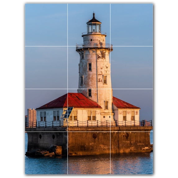 Picture-Tiles.com: Lighthouse Ceramic Tile Wall Mural WAL500843-34M. 18"W x 24"H using (12) 6" x 6" Ceramic Tiles-Satin Finish