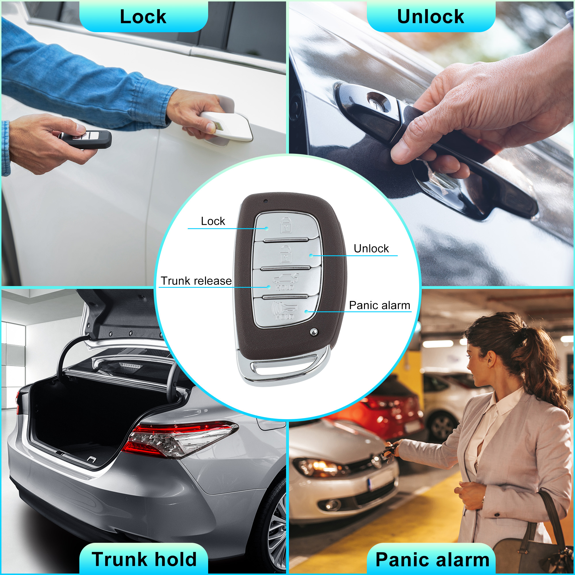 CQOFD00120 434 MHz Replacement Keyless Entry Remote Smart Key Fob for Hyundai Sonata 2018 2019 No.95440-C1500/95440-C1500NNA/95440-C2500 4 Buttons