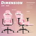thumbnail image 3 of CL.HPAHKL Recliner Game Chair, PU Leather Racing Gaming Desk Chair Height Adjustable Swivel Desk Chair with Footrest Comfortable Computer Chair with Headrest Lumbar Support, Pink, 3 of 8