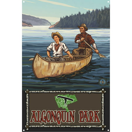 Algonquin Park Ontario Canada Paddling Birchbark Canoers Forest Metal Art Print by Paul A. Lanquist (12